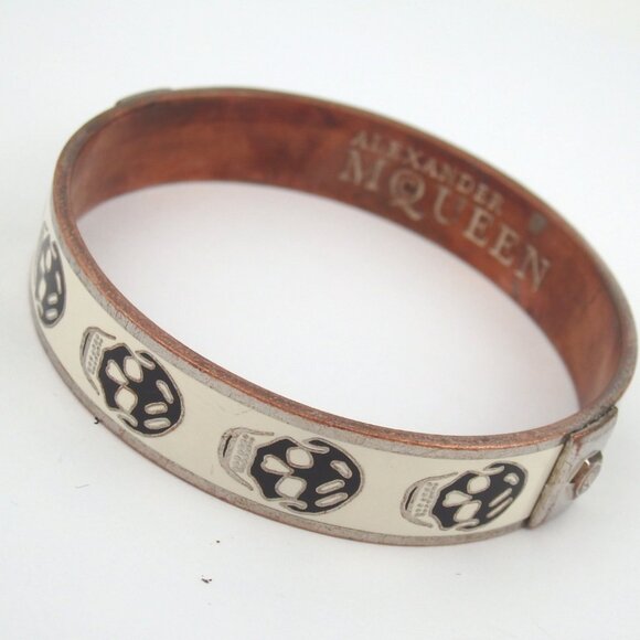 Authentic ALEXANDER McQUEEN Skull Pattern White & Black Bangle